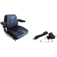 Sedile per Macchine agricole Muletto Escavatore Trattore Cingolato In PVC con Schienale Regolabile 470x475x485 mm completo di braccioli e cintura di sicurezza con arrotolatore